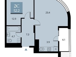 Продается 2-комнатная квартира ЖК Беринг, дом 2, 54.25  м², 9600000 рублей