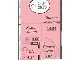 Продается Студия ЖК Пролетарский, 26.7  м², 3417600 рублей