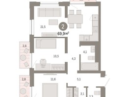 Продается 2-комнатная квартира ЖК Европейский берег, дом 44, 69.9  м², 10350000 рублей