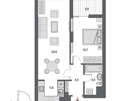 Продается 2-комнатная квартира ЖК Дом Нобель, 50.35  м², 12800000 рублей