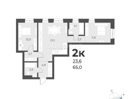 Продается 2-комнатная квартира ЖК Новелла, 60.8  м², 10300000 рублей