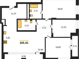 Продается 3-комнатная квартира ЖК Легендарный-Северный, дом 1, 105.41  м², 11783000 рублей