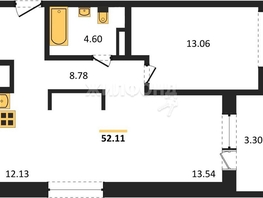 Продается 1-комнатная квартира ЖК Akadem Klubb, дом 4, 52.1  м², 8100000 рублей