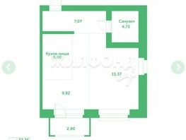 Продается 1-комнатная квартира ЖК Спектр, дом 9, 42.38  м², 6690000 рублей