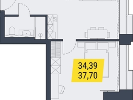 Продается 1-комнатная квартира АК Land Lord (Ленд Лорд), 37.7  м², 6804850 рублей