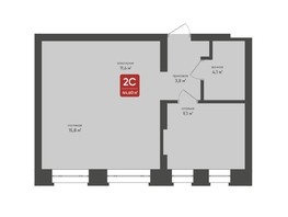 Продается 2-комнатная квартира ЖК Промышленная 7, 44.6  м², 7013000 рублей