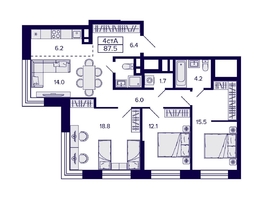 Продается 4-комнатная квартира ЖК Citatum (Цитатум), 87.5 м², 11200000 рублей