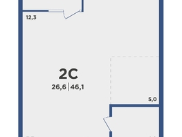 Продается 2-комнатная квартира ЖК Поколение, дом 2, 46.1  м², 4849000 рублей