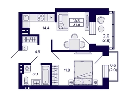 Продается 1-комнатная квартира ЖК Сподвижники, 37.6  м², 5050000 рублей