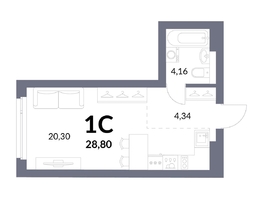 Продается Студия ЖК Горская Лагуна, корпус 2, 28.8  м², 6900000 рублей