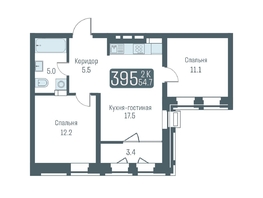 Продается 3-комнатная квартира ЖК Кварталы Немировича, 53  м², 9750000 рублей