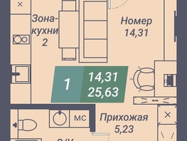 Продается Студия АК Voroshilov (Ворошилов), 25.63  м², 3408790 рублей