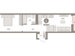 Продается 1-комнатная квартира ЖК Авиатор, дом 3, 43.91  м², 7270000 рублей