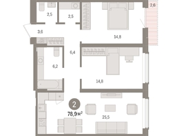 Продается 2-комнатная квартира ЖК Авиатор, дом 3, 78.9  м², 11590000 рублей