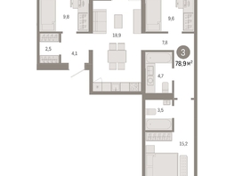 Продается 3-комнатная квартира ЖК Европейский берег, дом 49, 78.92  м², 15750000 рублей