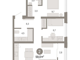 Продается 2-комнатная квартира ЖК Европейский берег, дом 49, 59.03  м², 12320000 рублей