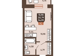 Продается Студия ЖК Ермак, 34.93  м², 4320000 рублей