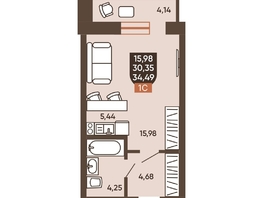 Продается Студия ЖК Ермак, 34.49  м², 4380000 рублей