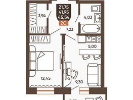 Продается 2-комнатная квартира ЖК Ермак, 45.54  м², 5740000 рублей