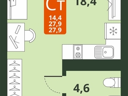 Продается Студия ЖК Тайгинский парк, дом 4, 27.9  м², 4370000 рублей