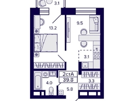 Продается 2-комнатная квартира ЖК Citatum (Цитатум), 39.8  м², 7300000 рублей