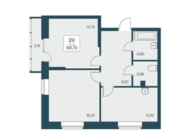 Продается 2-комнатная квартира ЖК Расцветай на Дуси Ковальчук, 59.75  м², 9200000 рублей