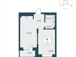 Продается 1-комнатная квартира ЖК Расцветай на Авиастроителей, 40.09  м², 6200000 рублей