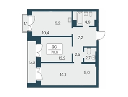 Продается 3-комнатная квартира ЖК Расцветай на Красном, дом 5, 70.6  м², 12700000 рублей