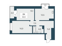 Продается 2-комнатная квартира ЖК Расцветай на Красном, дом 5, 62.8  м², 11000000 рублей