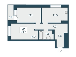 Продается 2-комнатная квартира ЖК Расцветай на Красном, дом 5, 61.7  м², 11300000 рублей