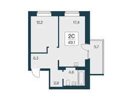 Продается 2-комнатная квартира ЖК Расцветай на Красном, дом 3,4, 49.1  м², 9100000 рублей