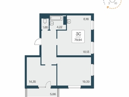 Продается 3-комнатная квартира ЖК Расцветай на Обской, 73.7  м², 10250000 рублей