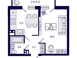 Продается 1-комнатная квартира ЖК Gorizont (Горизонт), 41.3  м², 5800000 рублей