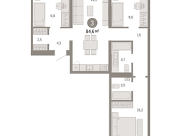 Продается 3-комнатная квартира ЖК Европейский берег, дом 49, 84.61  м², 13620000 рублей