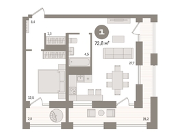 Продается 1-комнатная квартира ЖК Мылзавод, дом 6, 72.75  м², 13510000 рублей