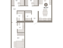 Продается 3-комнатная квартира ЖК Европейский берег, дом 49, 90.28  м², 13830000 рублей