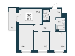 Продается 3-комнатная квартира ЖК Расцветай на Красном, дом 3,4, 81.1  м², 13500000 рублей