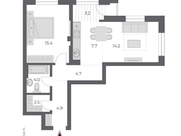 Продается 2-комнатная квартира ЖК ОСКАР, дом 2, 56.6  м², 9600000 рублей