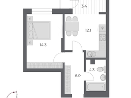 Продается 1-комнатная квартира ЖК ОСКАР, дом 2, 40.1  м², 7200000 рублей