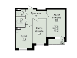 Продается 2-комнатная квартира ЖК Матрешкин двор, дом 2, 58.5  м², 6750000 рублей