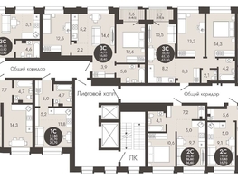 Продается 2-комнатная квартира ЖК Флагман Холл, 57  м², 8119700 рублей