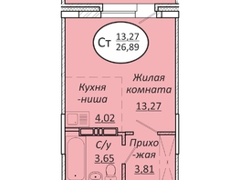 Продается Студия ЖК Пролетарский, 26.89  м², 3737710 рублей