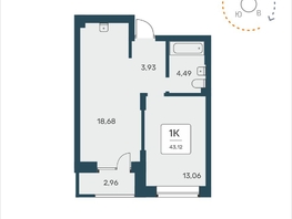 Продается 1-комнатная квартира ЖК Расцветай на Авиастроителей, 43.12  м², 6350000 рублей