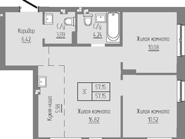 Продается 3-комнатная квартира ЖК Базилик, дом 2, 57.15  м², 7490000 рублей