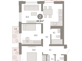 Продается 2-комнатная квартира ЖК Европейский берег, дом 44, 69.9  м², 10570000 рублей