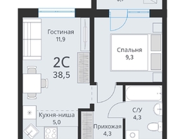 Продается 2-комнатная квартира ЖК Свои люди, дом 2, 36.6  м², 4180000 рублей