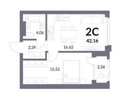 Продается 2-комнатная квартира ЖК Горская Лагуна, корпус 2, 41.1  м², 10200000 рублей