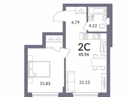 Продается 2-комнатная квартира ЖК Горская Лагуна, корпус 2, 45.96 м², 10436820 рублей
