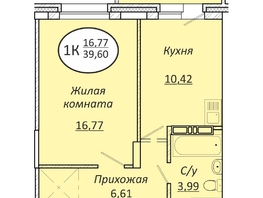 Продается 1-комнатная квартира ЖК Пролетарский, 39.6  м², 5227200 рублей