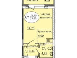 Продается Студия ЖК Комета - Октябрьский, б/с 1, 28.55  м², 3825700 рублей